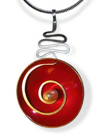 Hypnotic Pendant - Red with Pearl for wholesale by LeDanse Limited Edition Jewelry