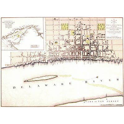 Carte de qualité du musée de Philadelphie 1776 - Époque de la guerre d'indépendance pour la vente par Historic Urban Plans, Inc.