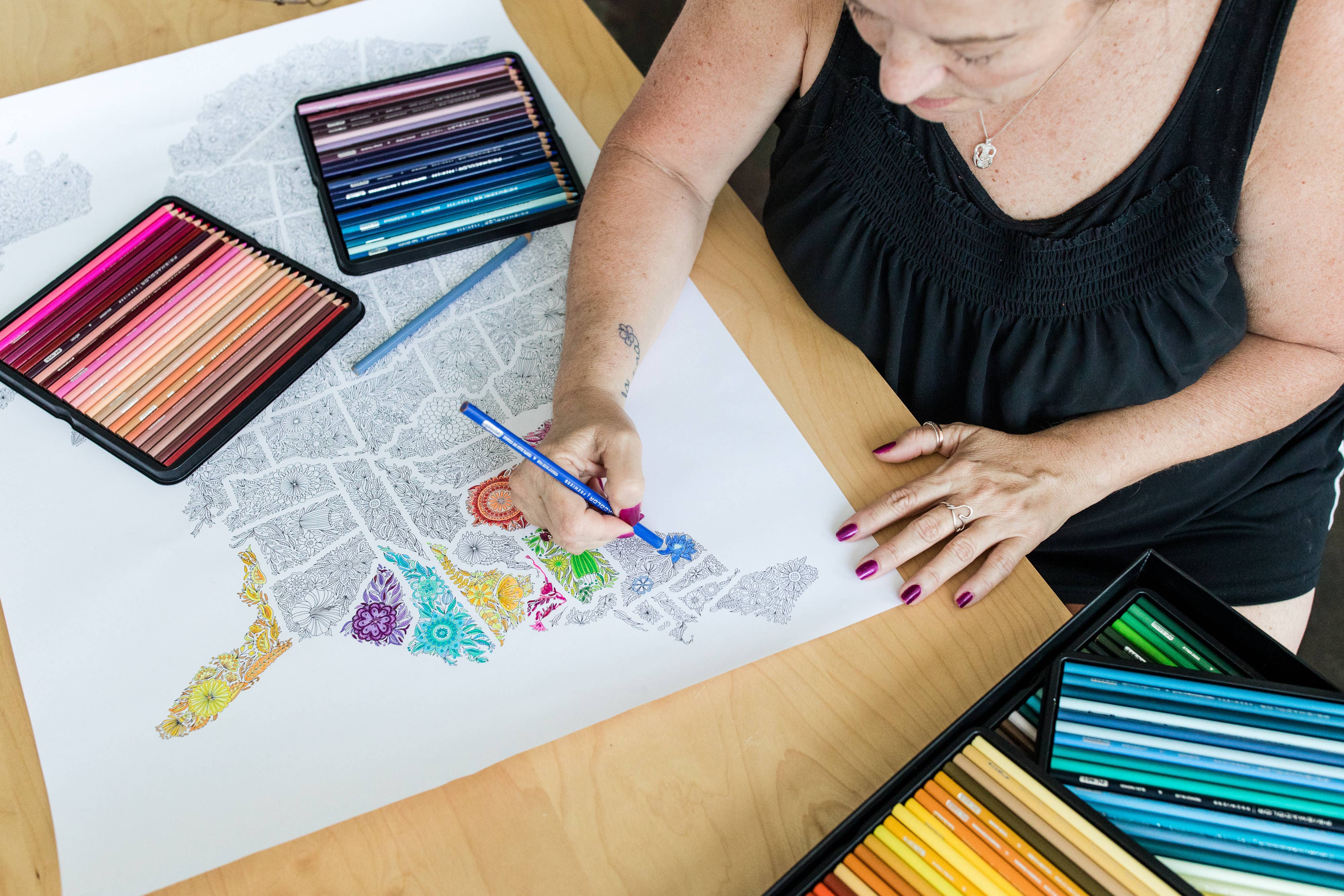 Anna Grunduls Design - Venta al por mayor Libro para colorear - Adultos - Flores Estados Unidos Mapa para colorear9