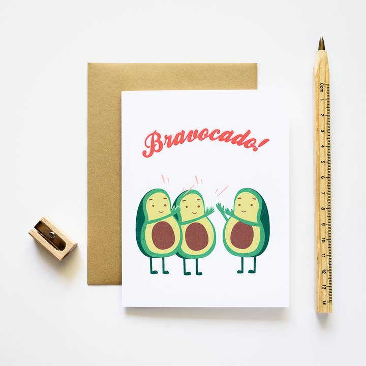 Bravocado Avocado Congratulations Greeting Card for wholesale by ILOOTPAPERIE