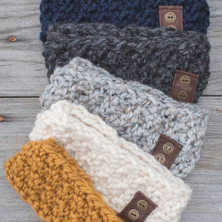 Handstickat läder knapp band pannband för wholesale av JackiBean