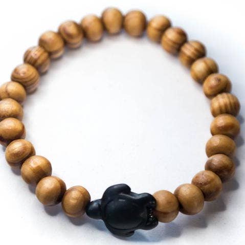 Clear Stretch String - Natures Combined / Wooden Healing Stone Turtle Bracelet For A Cause for wholesale by Foxfire Stones