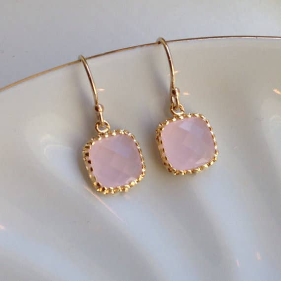 Small Dainty Opal Pink Earrings for wholesale by Laalee Jewelry