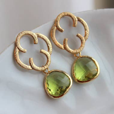 Peridot Green Earrings Gold Clover and other Purchase Wholesale roxanne assoulin. Free Returns & Net 60 Terms on Faire trending on Faire.