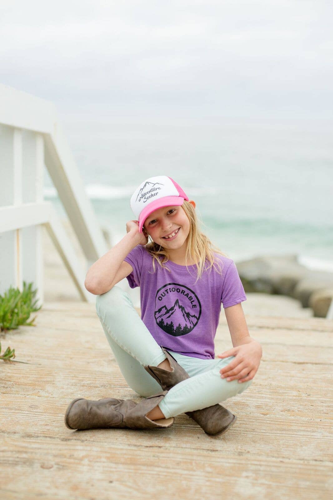 Outdoorable Apparel - Vente Chapeau – enfant - Chapeau de recherche d'aventure rose2