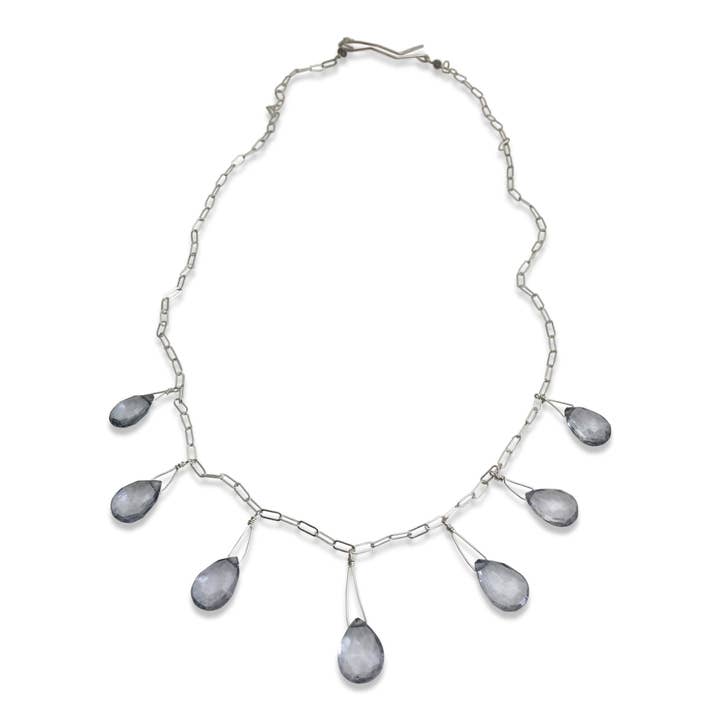 Collier Sept en Acier Quartz Bleu pour la vente par Delisch Jewelry & Accessories