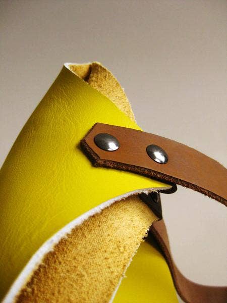 Leather Wedge Tote 13inch Yellow for wholesale on Faire3