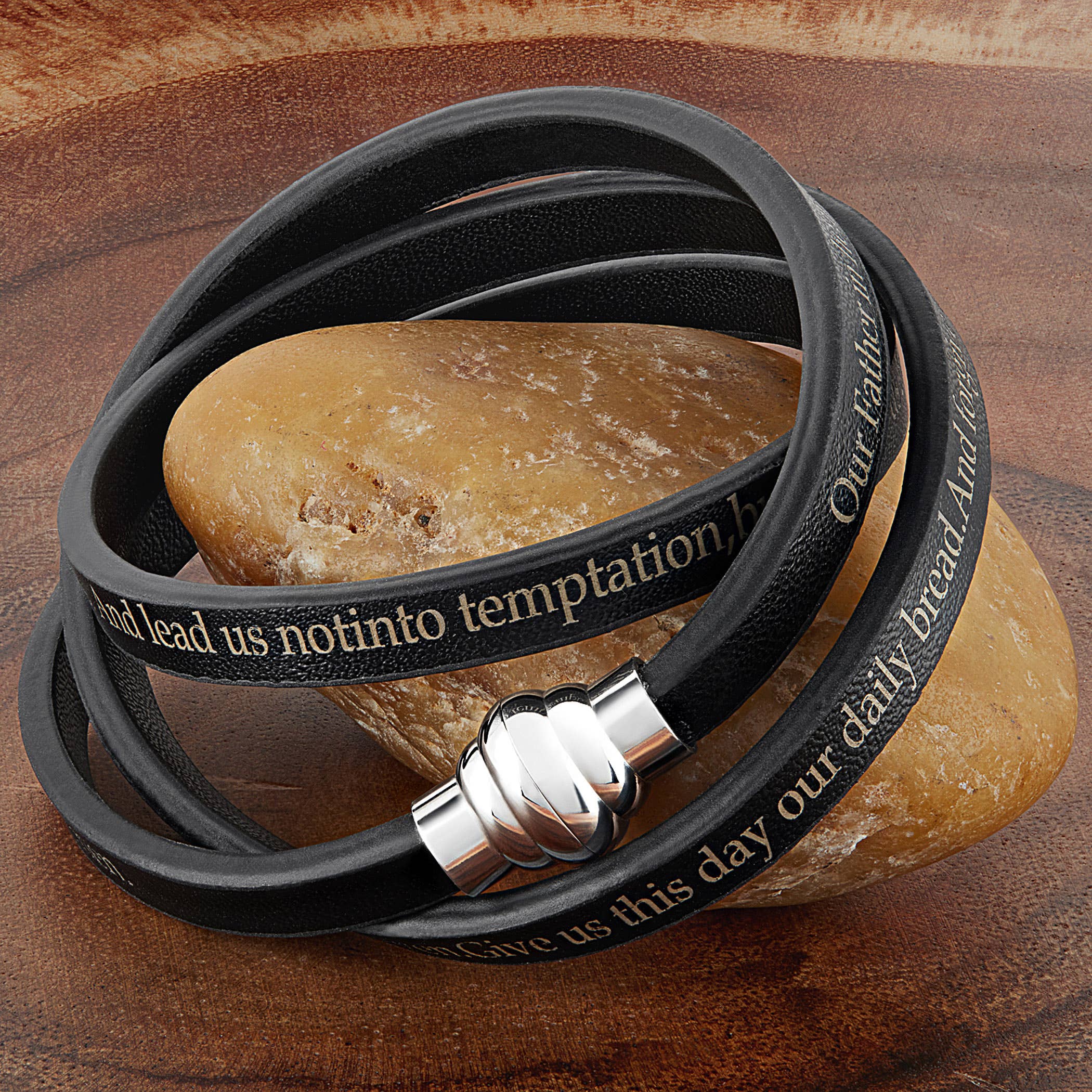 West Coast Jewelry - Wholesale Bangle Bracelet - Lord's Prayer Wrap Leather Bracelet2