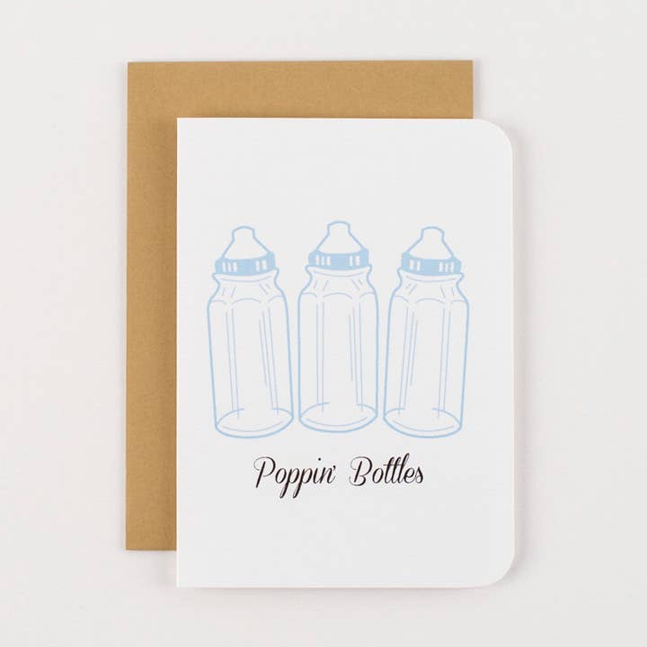 Poppin' Bottles Baby Congratulations Greeting Card for wholesale by ILOOTPAPERIE