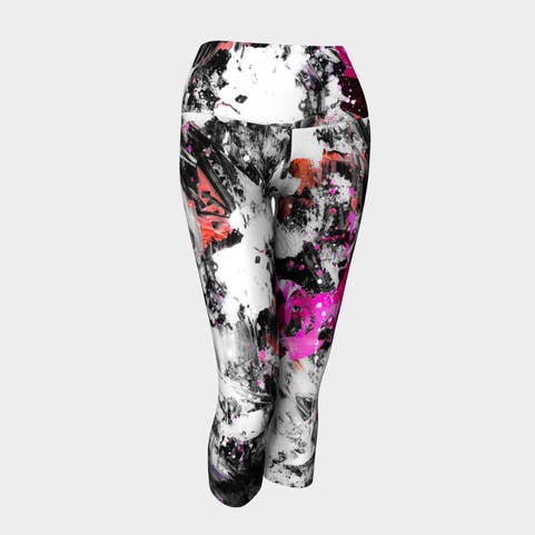 Floral Rosa und Pfirsich Burst Capris für den Großhandel von EmBellish Active
