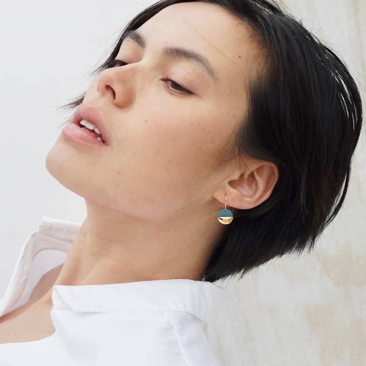 Mier Luo Porcelain Jewelry – wholesale Hängande örhängen – Guld doppad platt cirkel örhängen