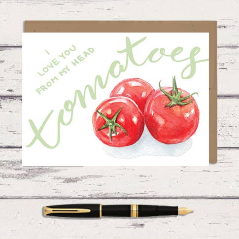 Carte de vœux Aquarelle I love you Tomates pour la vente par Meadowbrook Lane