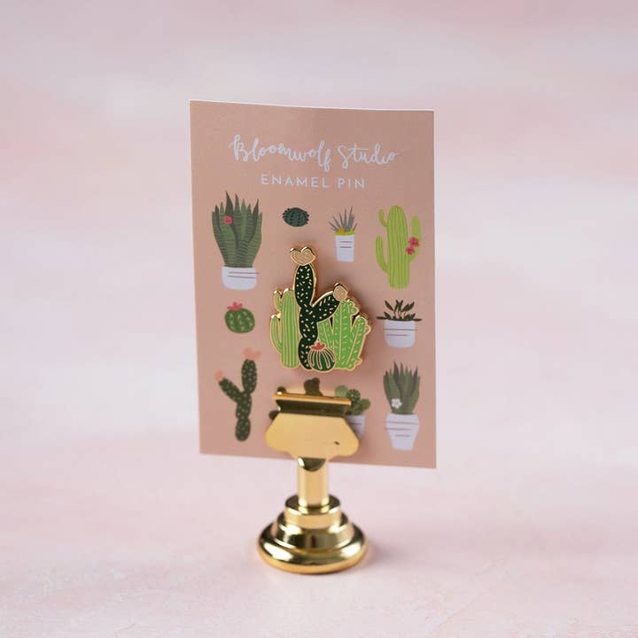 Bloomwolf Studio - Wholesale Lapel Pin/Button - Cacti Field Enamel Pin - Plant Lover Stocking Stuffer1