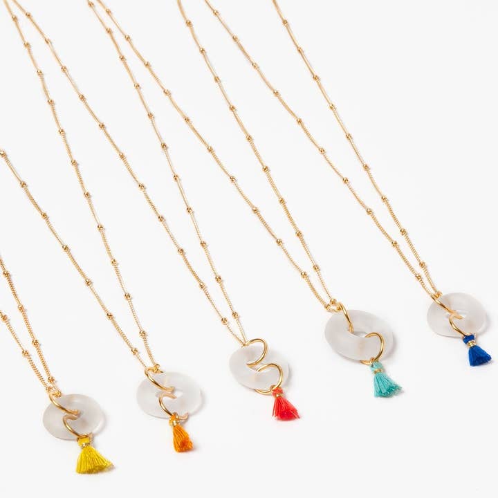 MINI TASSEL NECKLACE CLEAR | Beach Jewelry | Seaglass for wholesale by Smart Glass Recycled Jewelry