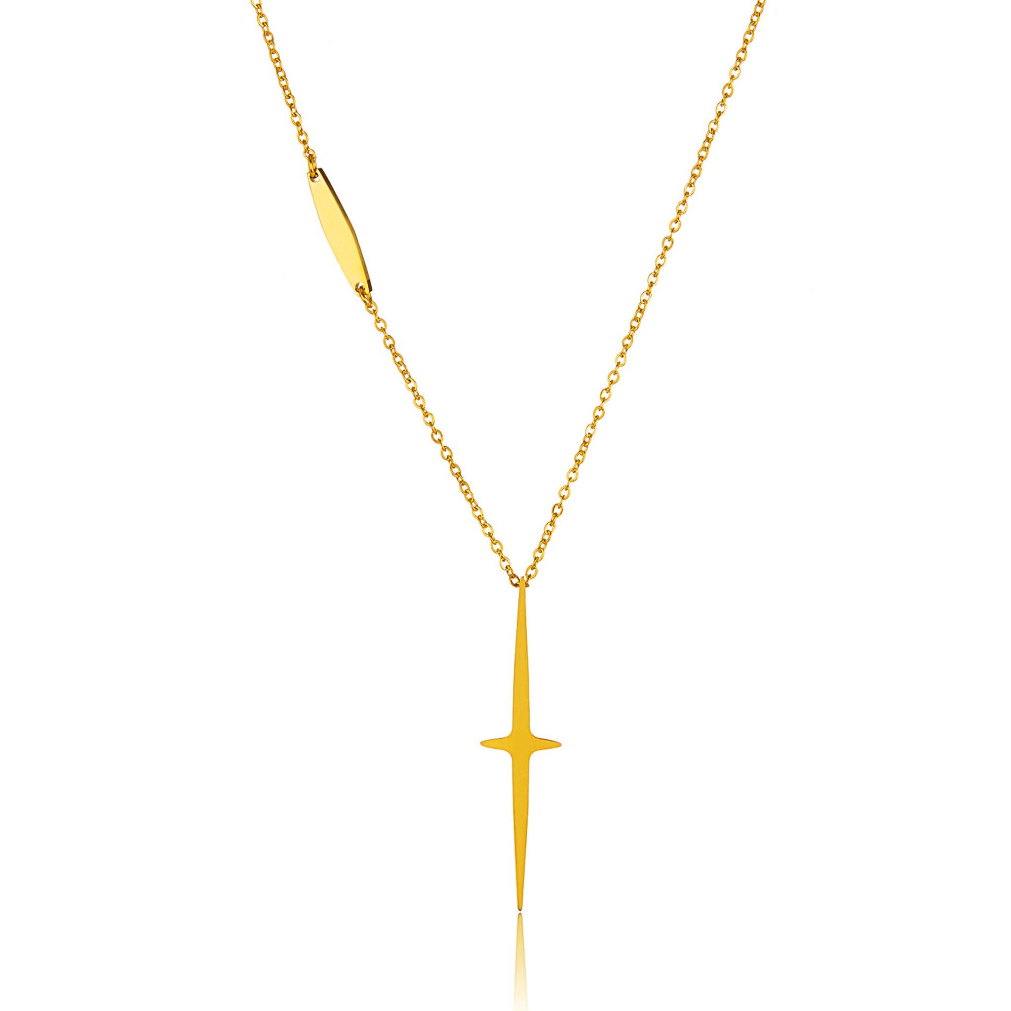 West Coast Jewelry - Wholesale Pendant/Charm Necklace - Elongated Cross Gold Plated Stainless Steel Necklace0