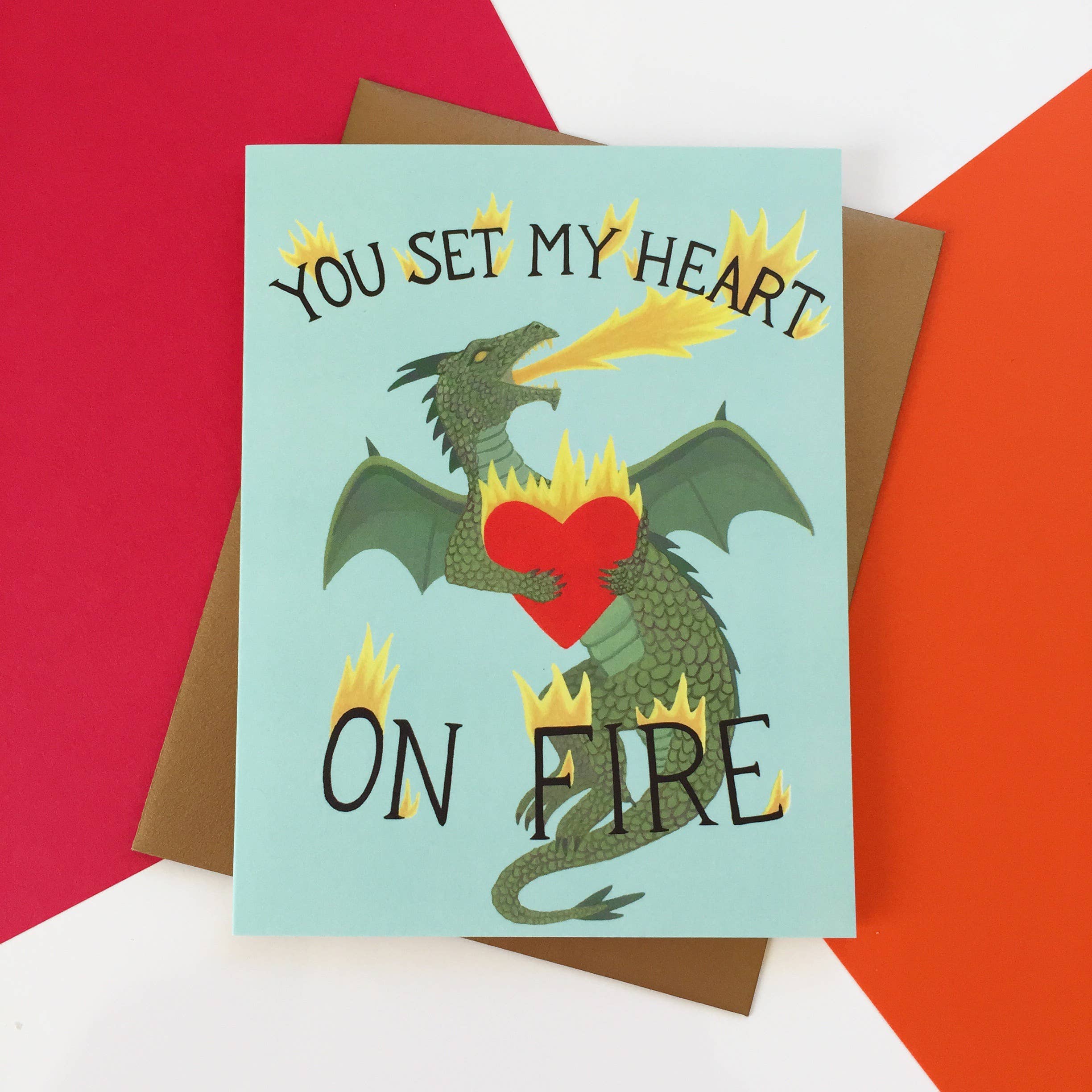 Yeppie Paper - Wholesale Love Card - Dragon Burning Heart Fantasy Mythical Love Card1