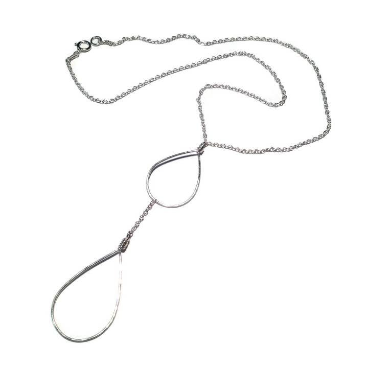 Chain Teardrops Necklace - Silver for wholesale by Beth Jewelry