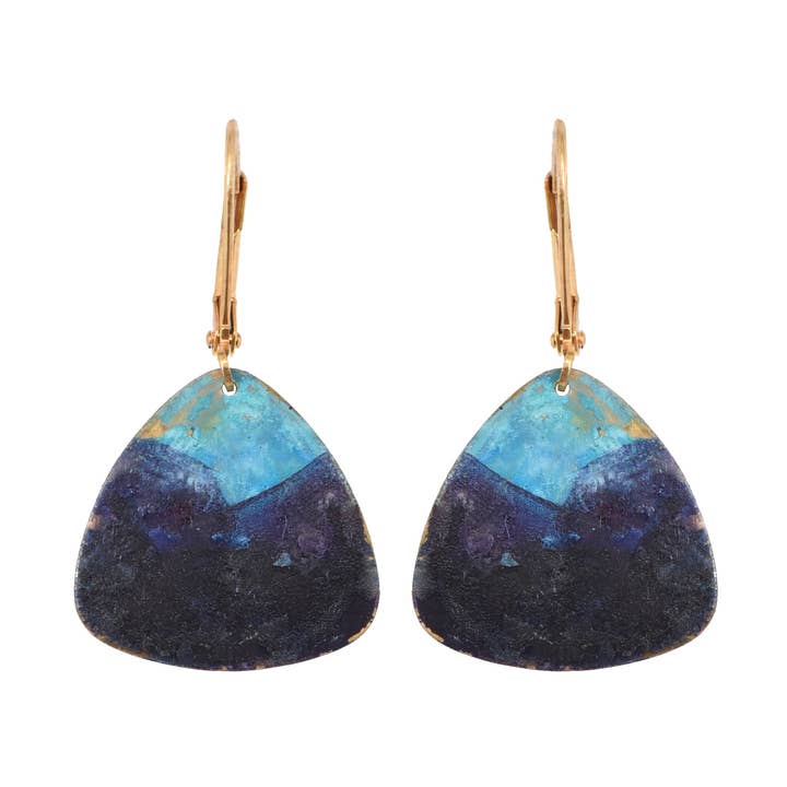 Pendientes Isla con pátina de verdigris con acuarela para venta al por mayor de We Dream in Colour