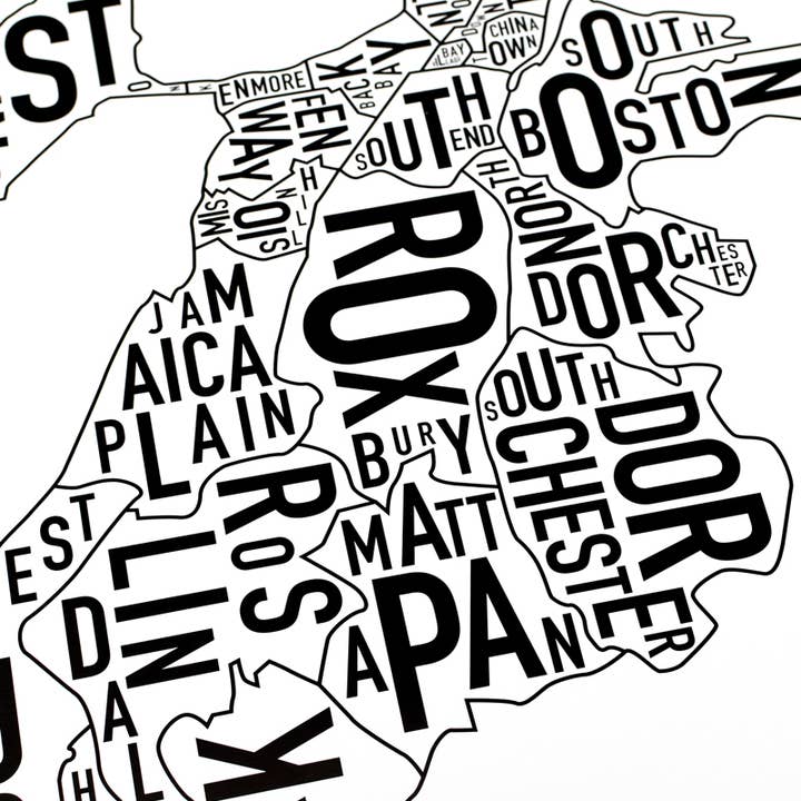 Ork Posters - Wholesale Poster - 18" x 24" Boston Neighborhood Map Poster
