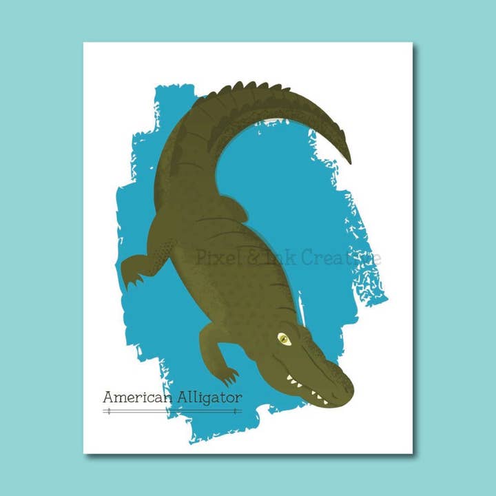 Impression artistique en alligator américain pour la vente par Pixel & Ink Creative