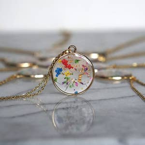 Wholesale Garden Party Necklace ~ Dried flower petals in resin for your  store - Faire