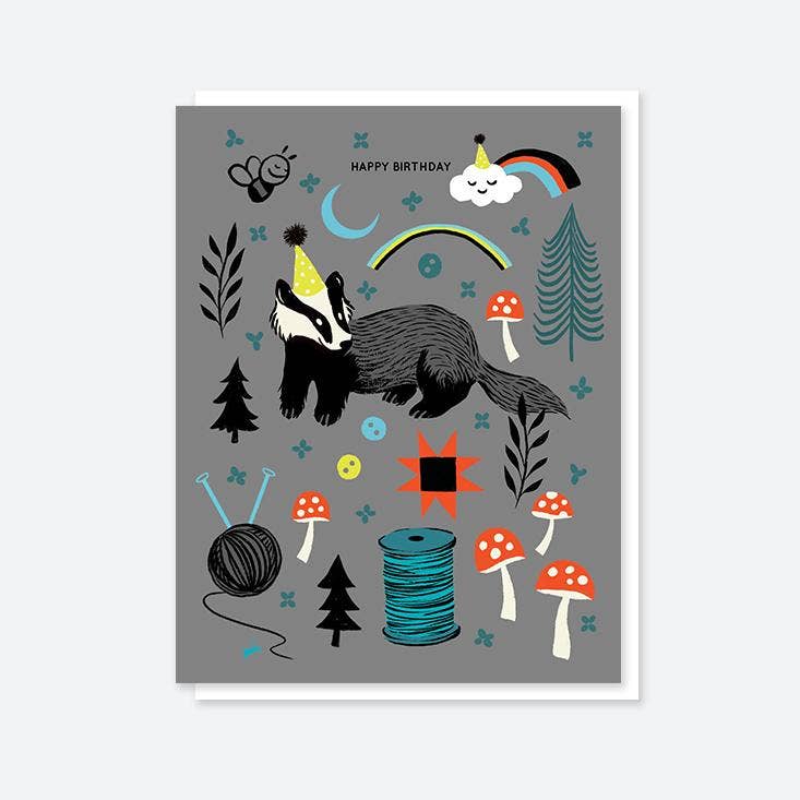 Craftedmoon - Wholesale Birthday Card - Happy Bday Badger Card0