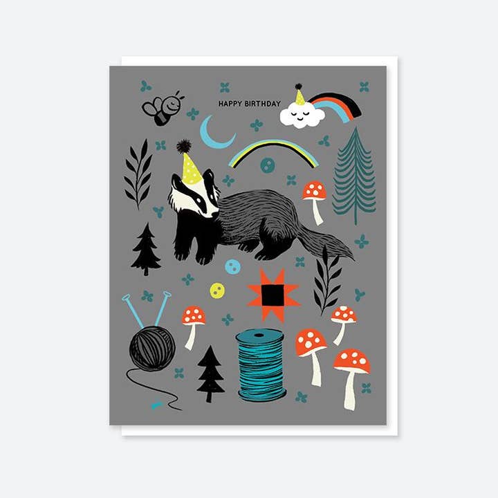 Craftedmoon - Wholesale Birthday Card - Happy Bday Badger Card