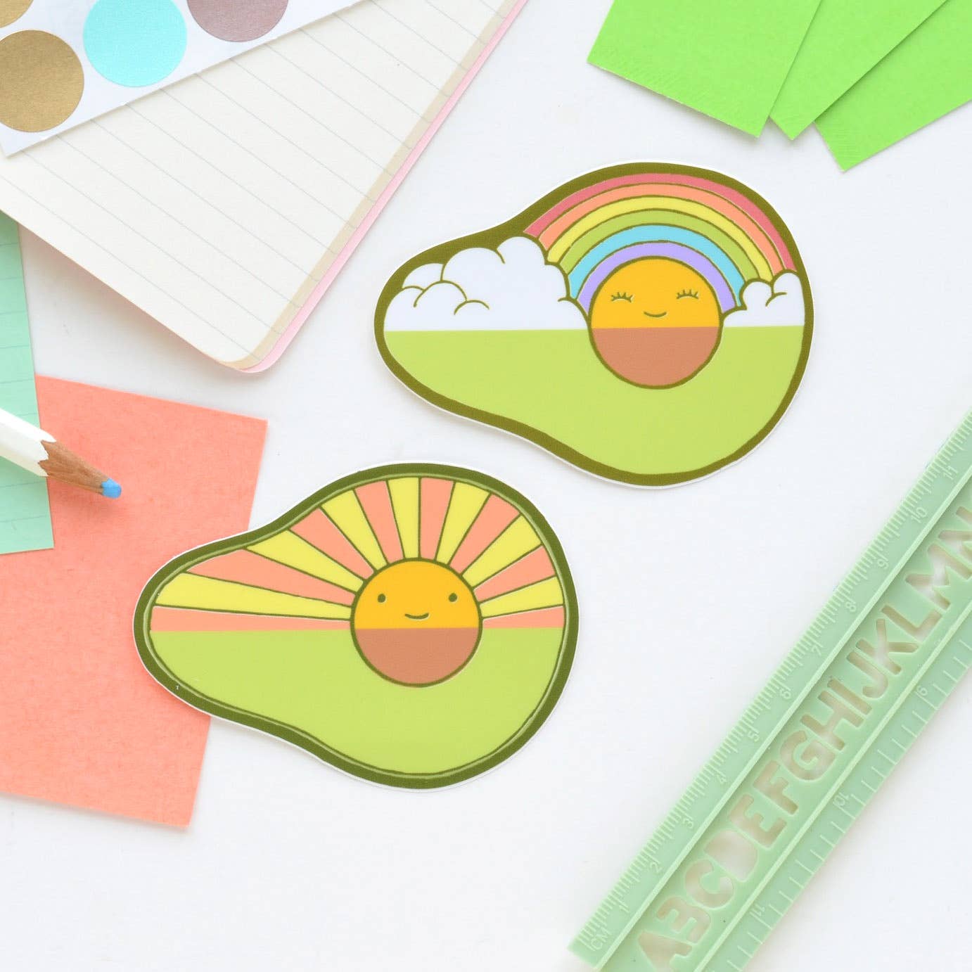Imaginary Animal - Wholesale Sticker - Avocado Rainbow + Avocado Sunrise Die Cut Vinyl Stickers3
