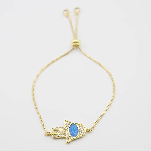Guldkedja Blå Eyed Hamsa armband för wholesale av Mia Accessories