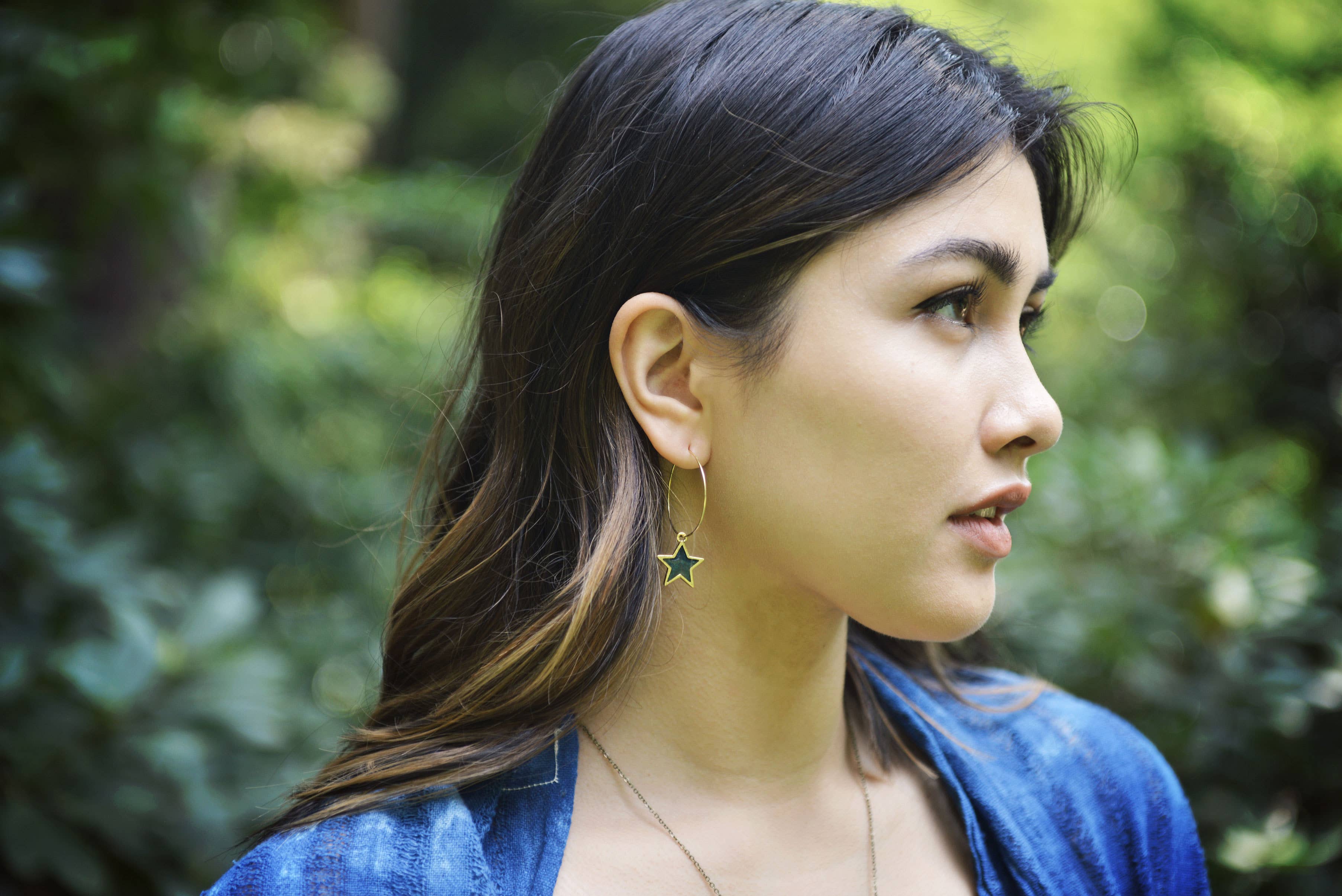 Cameoko - Wholesale Hoop Earrings - The Becki- Crushed Gem Star Hoop Earrings0