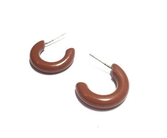 Leetie Lovendale - Wholesale Hoop Earrings - Caramel Brown Tiny Secretary Hoop Earrings0