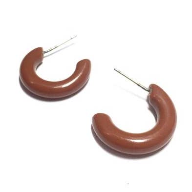 Leetie Lovendale - Wholesale Hoop Earrings - Caramel Brown Tiny Secretary Hoop Earrings0