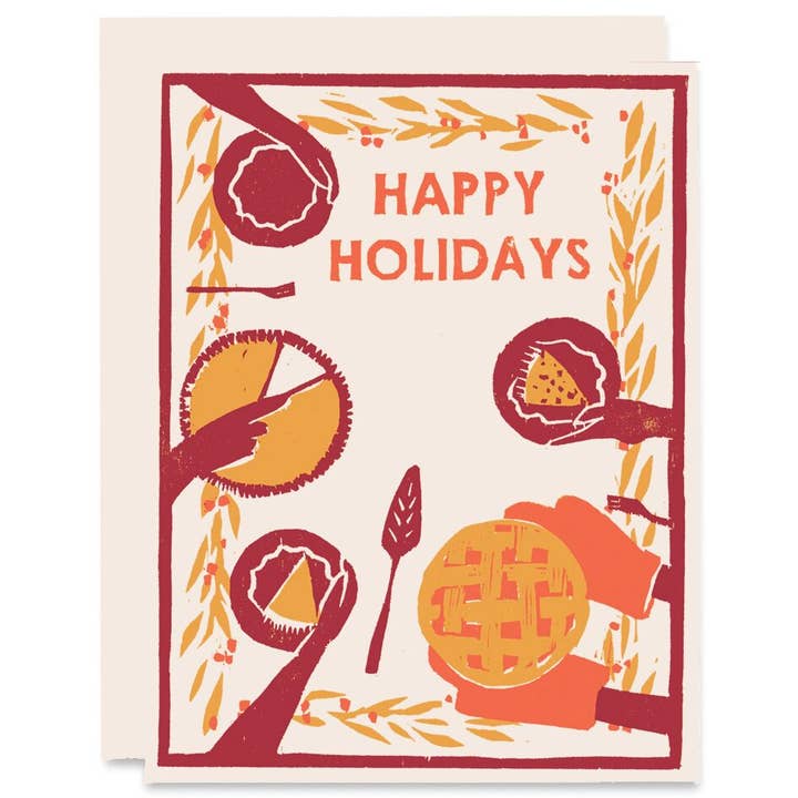 Lot de 6 cartes Happy Pie Feast pour les fêtes d'hiver pour la vente par Heartell Press