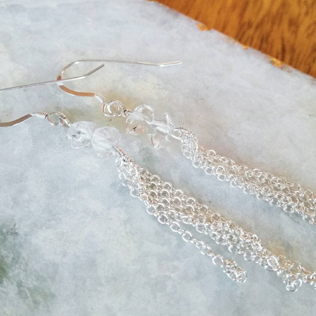 Salt and Sparkle - Wholesale Dangle Earrings - Herkimer Diamond Crystal Long Dangle Earrings3