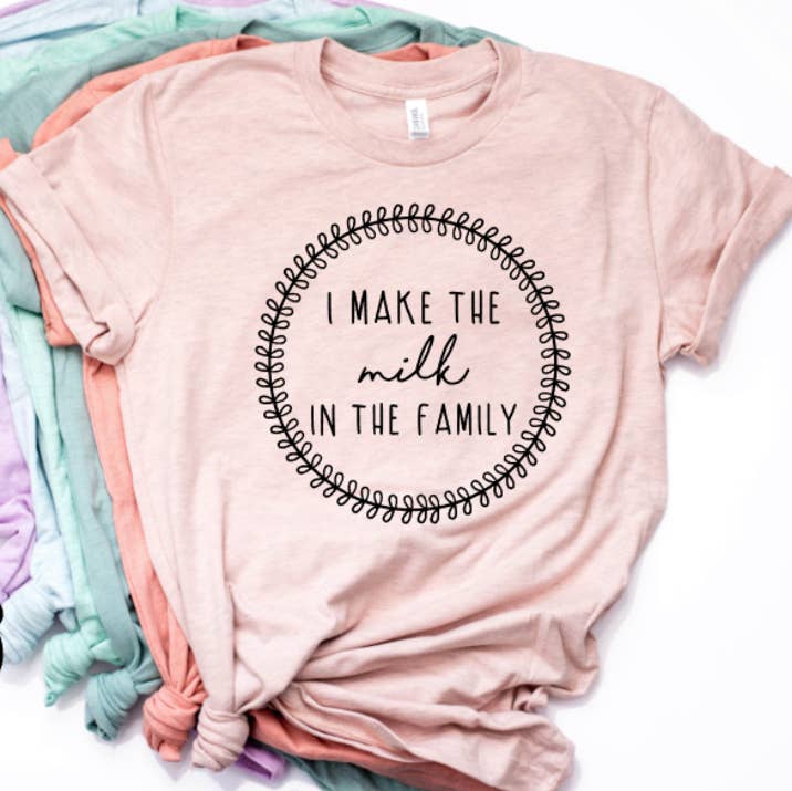 spillthebeansetc - Wholesale Screen Printed T-Shirt - Women's - I Make The Milk In The Family Prism Color T-Shirt
