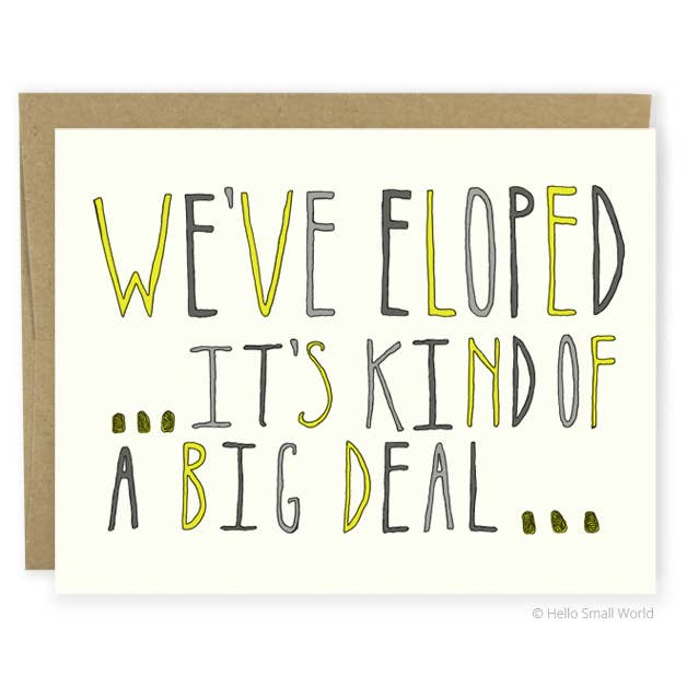Eloped Big Deal Card for wholesale by Hello Small World