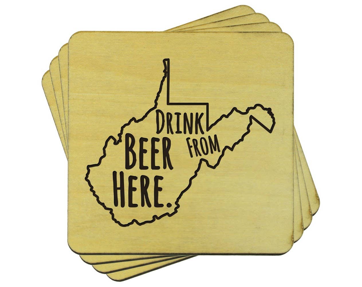 Torched Products - Wholesale Coasters - Drink Beer From Here Coasters | Set of 4 Beer Coasters52