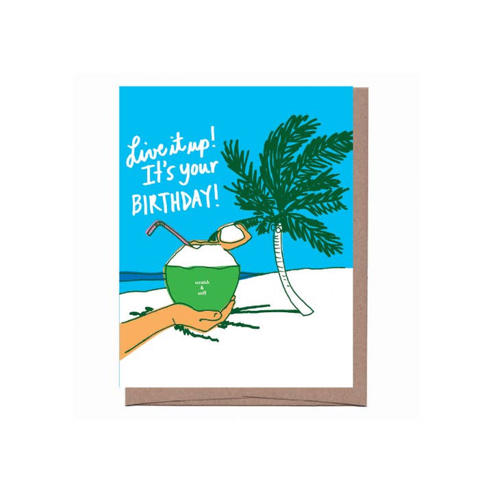 La Familia Green – Großhandel Geburtstagskarten – Scratch & Sniff Coconut Drink Geburtstags-