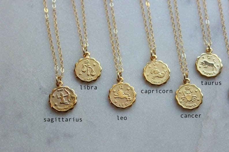 Laalee Jewelry - Wholesale Pendant/Charm Necklace - Gold Zodiac Necklace, Coin Zodiac, Zodiac Jewelry Gift3