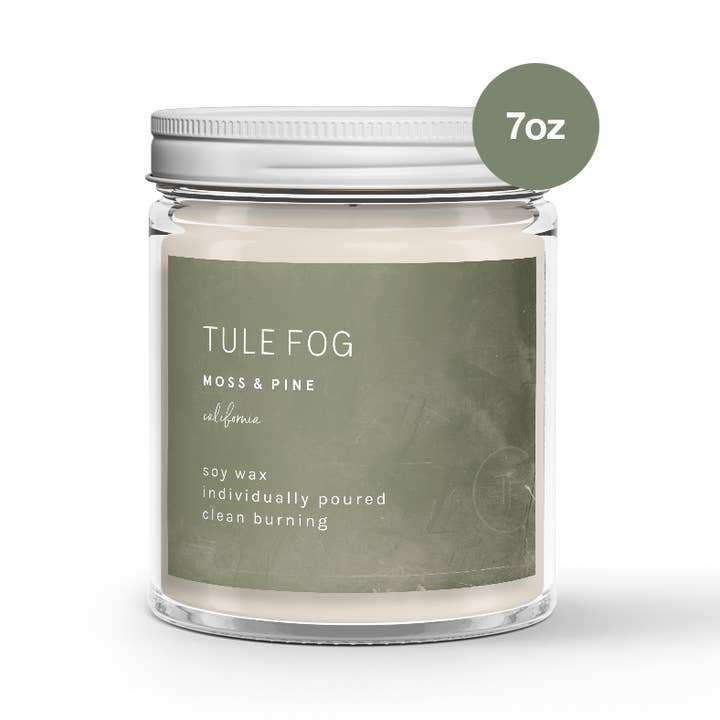 Bougie de soja mouss+pin 7oz pour la vente par Tule Fog Candles