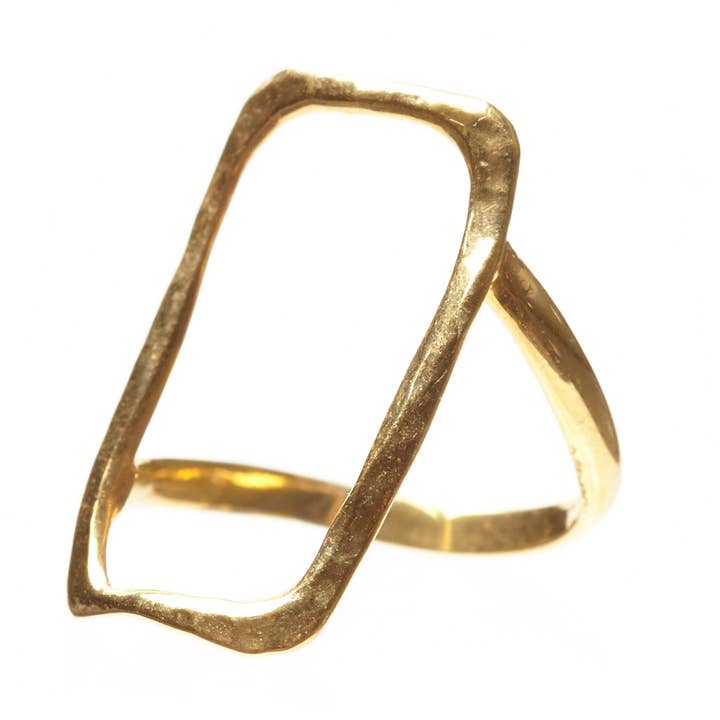 Hammered Open Rectangle Ring - Gold for wholesale by Alicia Marilyn Designs