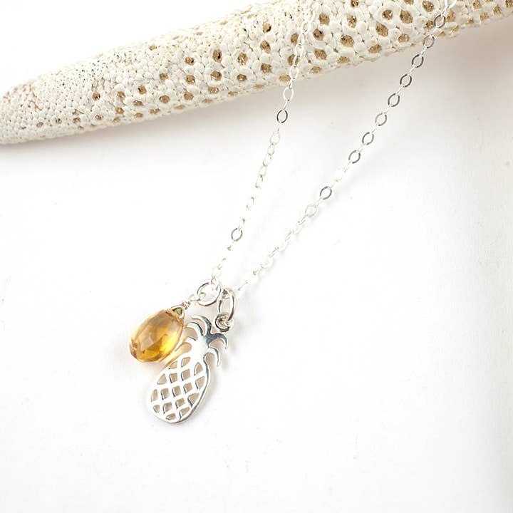 baby pineapple & citrine necklace for wholesale by Midori Jewelry Hawaii