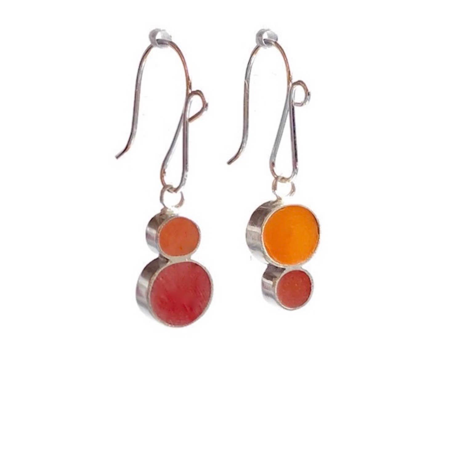 Grass Purple Orange Tomato Red Double Dot Earrings - Colorful Resin and Silver for wholesale on Faire2