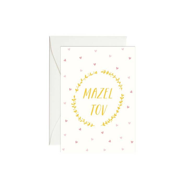 Mazel Tov Vines Mini Enclosure Card for wholesale by Paula & Waffle