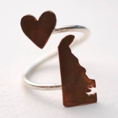 Delaware Cœur Place Bague pour la vente par LettersToSarah Metalsmithing