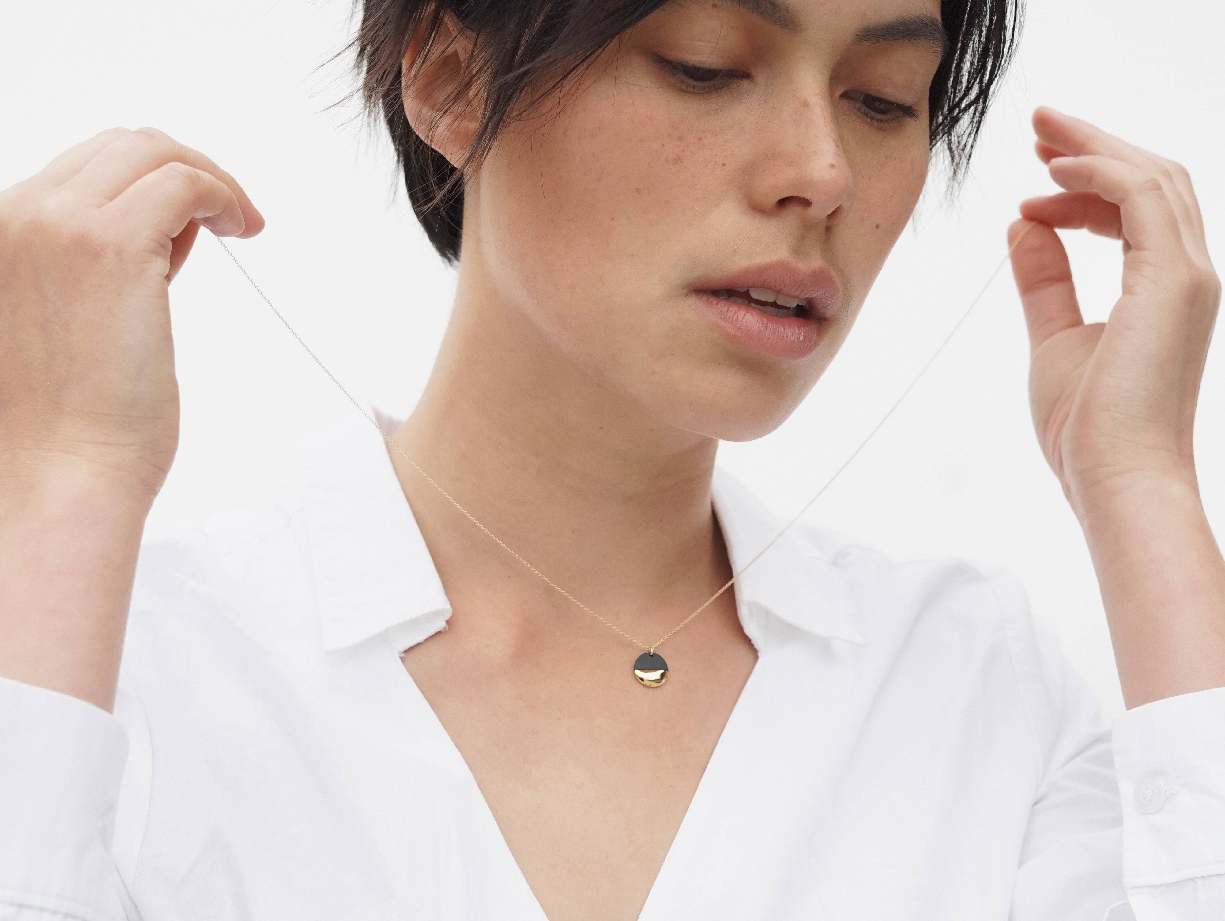 Mier Luo - Wholesale Pendant/Charm Necklace - Gold Dipped Flat Circle Necklace3