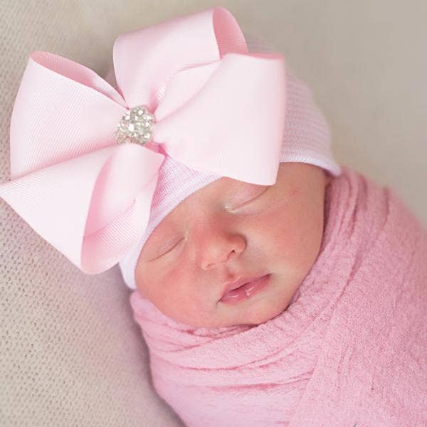 BELLA BOW Newborn Girl Bow Hospital Hat - Baby Girl Hat for wholesale by www.ilybean.com