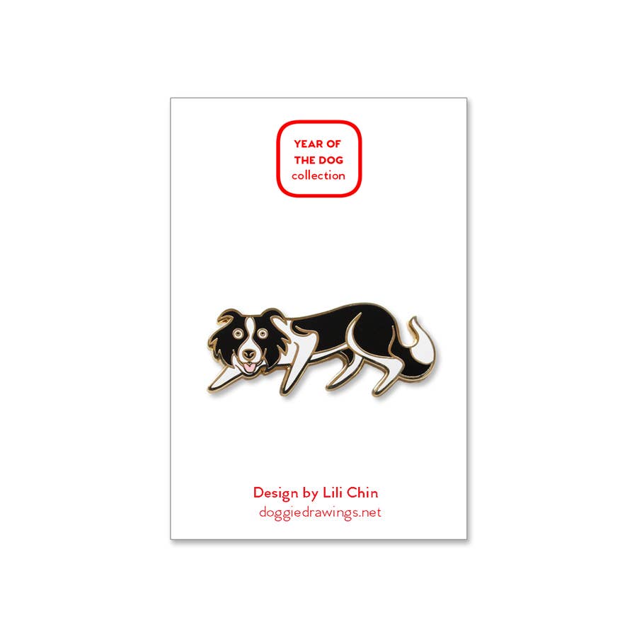 Lili Chin Art - Wholesale Lapel Pin/Button - Border Collie / Herder Dog Enamel Pin1