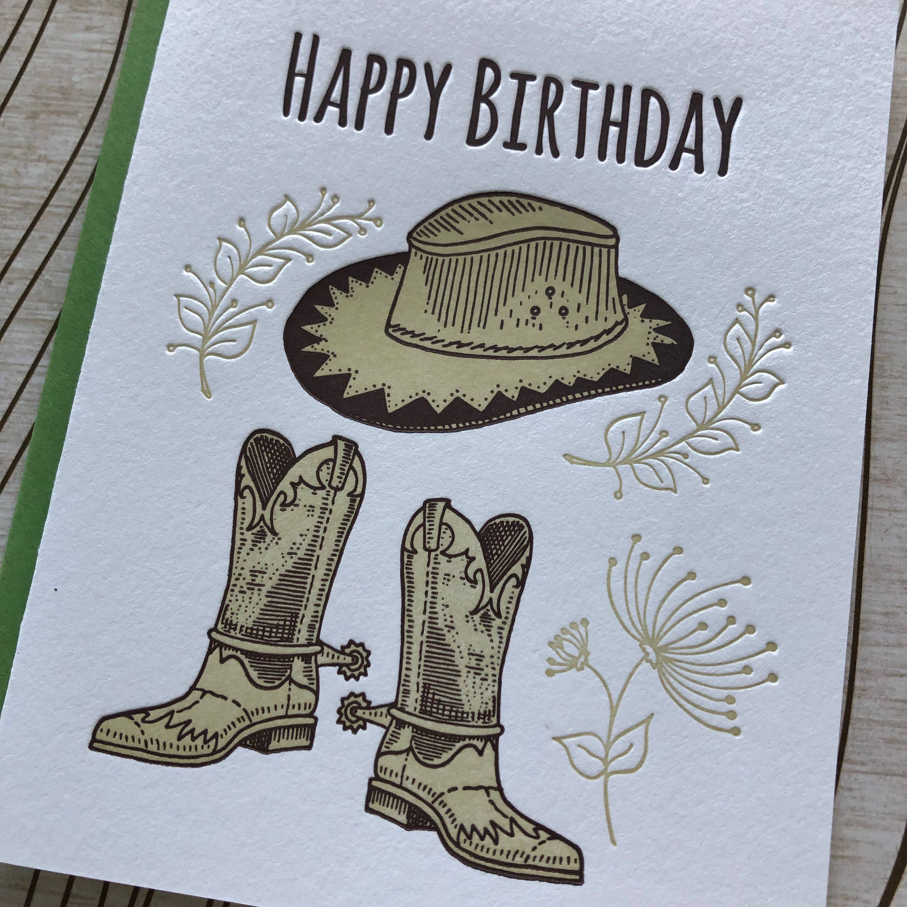 Lucky Bee Press - Wholesale Birthday Card - Happy Birthday Cowboy - letterpress card2