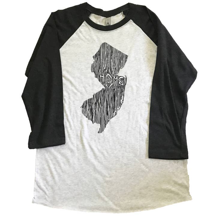 XXL- New Jersey Ingreined State uniseks triblend raglan honkbal t-shirt voor wholesale door Ingrained Apparel